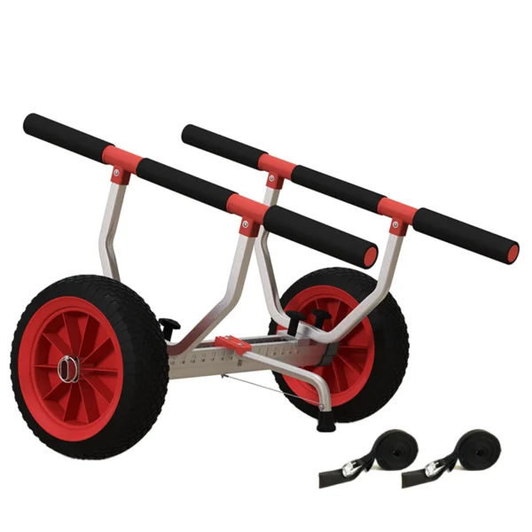 SPORTNOW Trolley for Kayaks and SUPs with Adjustable Width in Aluminium, Wheels Ø25 cm, Max 100 kg, Black