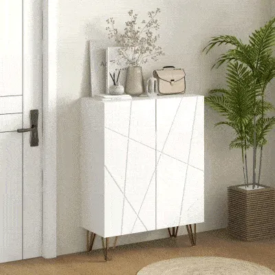 Modern Shoe Rack for 15-20 Pairs of Shoes, Adjustable Shelves and Soft-Close, White