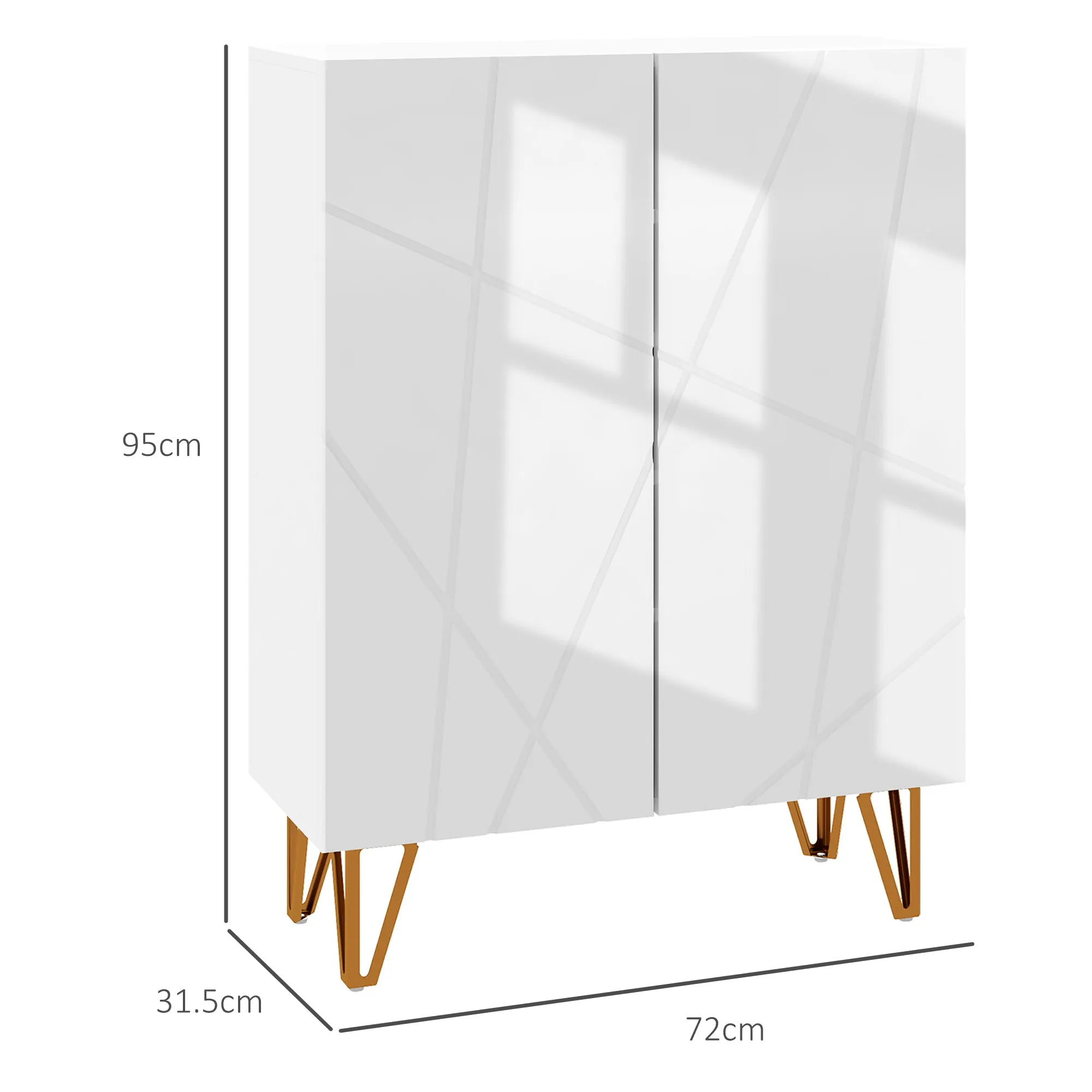 Modern Shoe Rack for 15-20 Pairs of Shoes, Adjustable Shelves and Soft-Close, White - Image 3