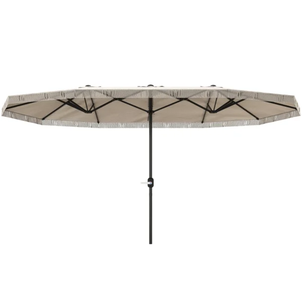 Double Umbrella with 12 Ribs with Crank, in Polyester and Steel, 450x265x260 cm, Cream White