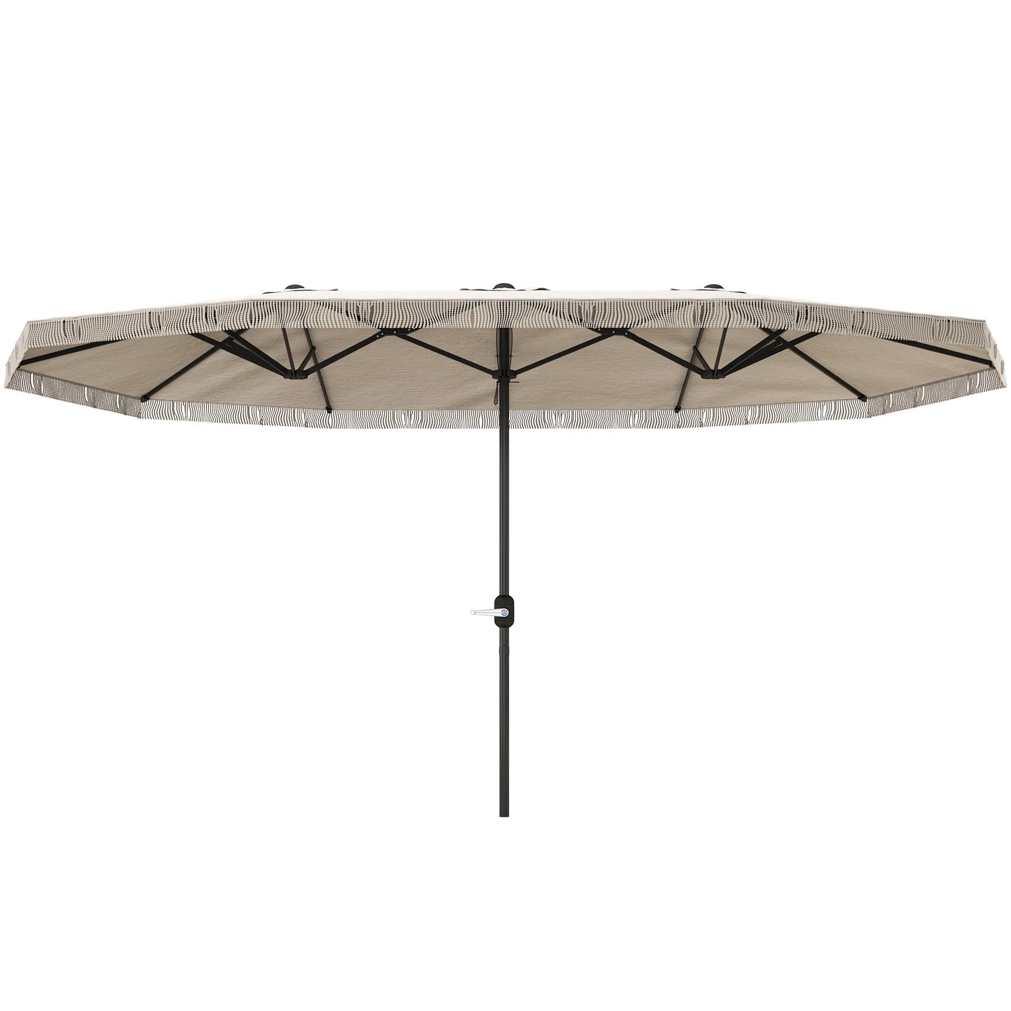 Double Umbrella with 12 Ribs with Crank, in Polyester and Steel, 450x265x260 cm, Cream White