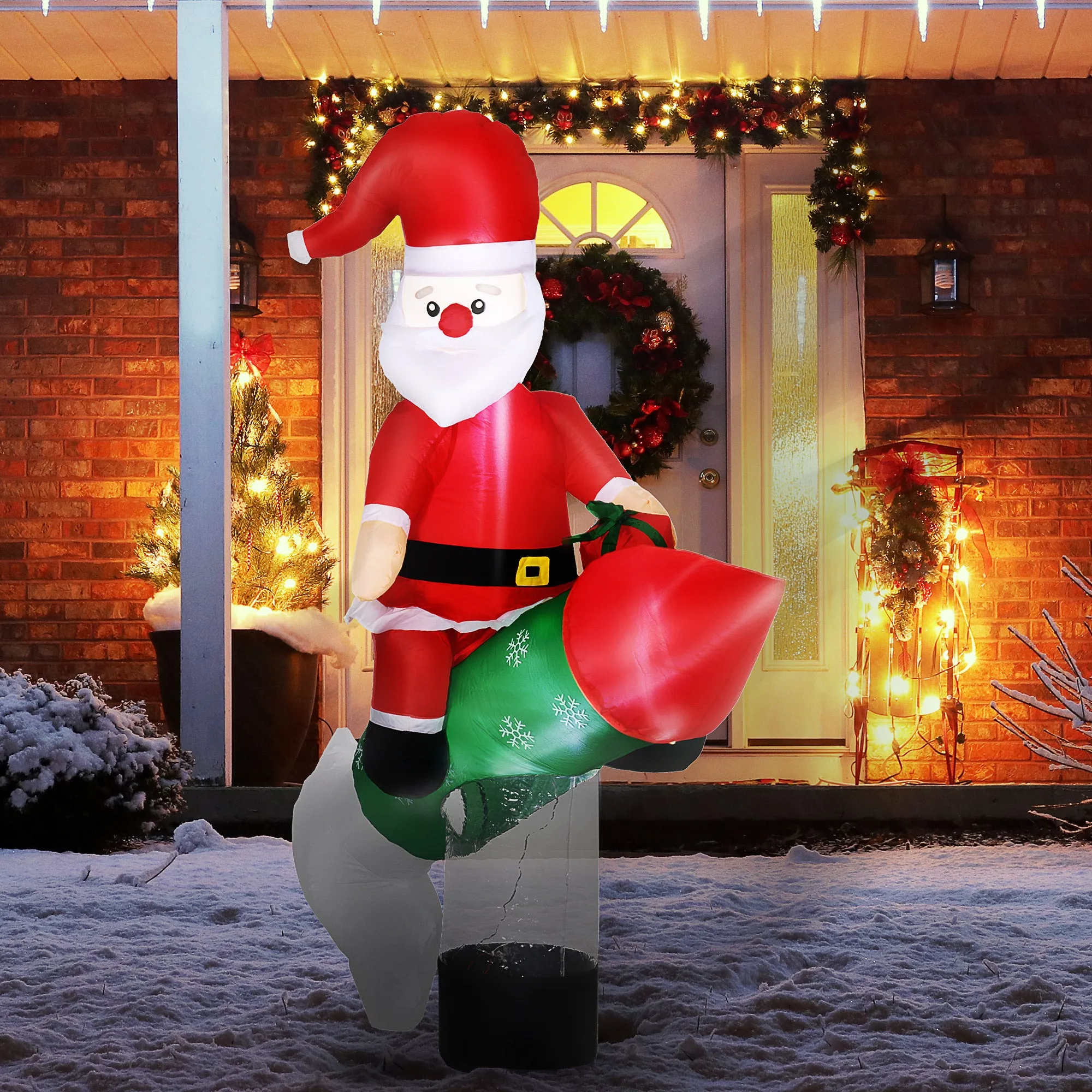 Inflatable Santa Claus with Missile, LED Lights and Inflator Included, 154x76x183cm - Image 2