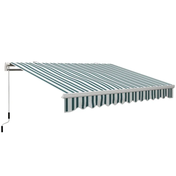 Awning with Crank Roller Arms in Metal and Aluminium, 4x2.5m, Green and White