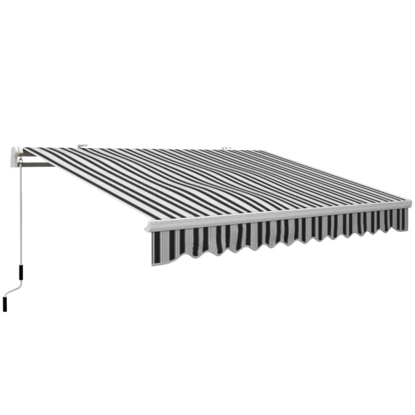 Extendable Outdoor Sun Shade Awning in Aluminum and Polyester with Crank, 395x245 cm, Blue and White