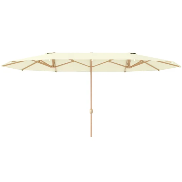 Double Umbrella with Crank Opening, in Stainless Steel and Polyester, 455x265x238 cm, Beige