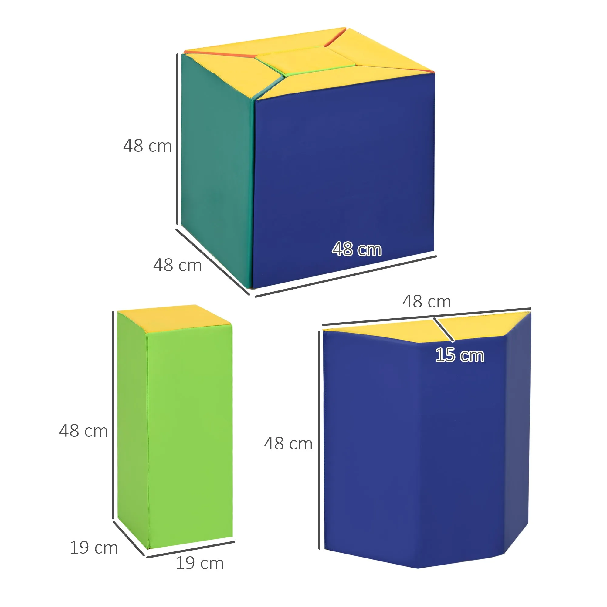 Soft Construction Set for Kids with 5 Rectangle and Trapezoid Blocks, in PU and EPE, 48.3x19. 1x48.3 cm, Multicolor - Image 3