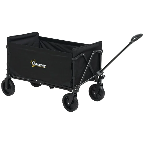 120L Folding Garden Trolley with Opening Panel, in Steel and Polyester, 90x48x62 cm, Black