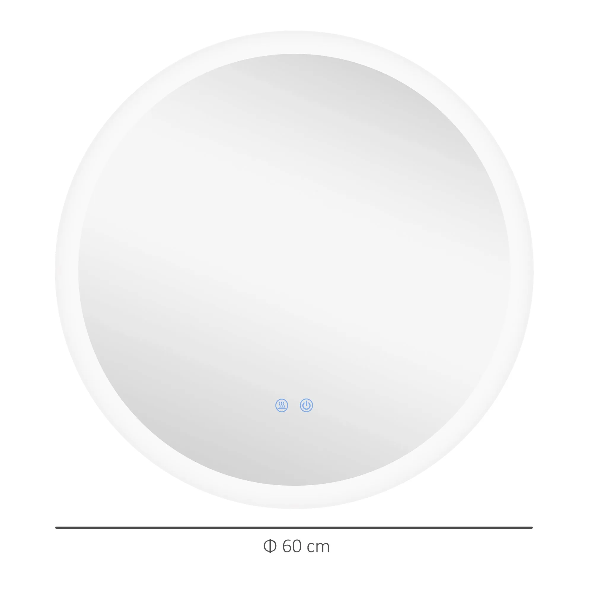 Bathroom Mirror with Adjustable LED Lights, Touch Control and Anti-Fog Design, Ø60 cm - Image 3