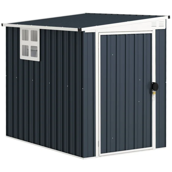 Steel Garden Shed 1.2x1.9 m with Lockable Door and Air Vents, Dark Gray