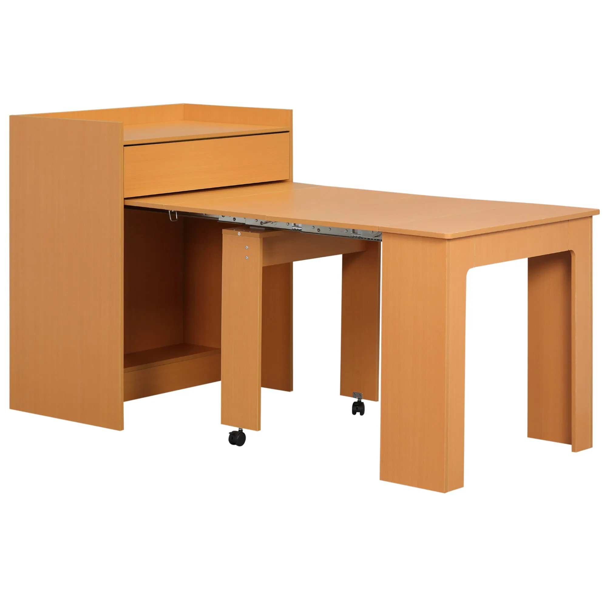 Folding Dining Table max 5 People in Chipboard and Steel, 84x180x100 cm, Wood Color