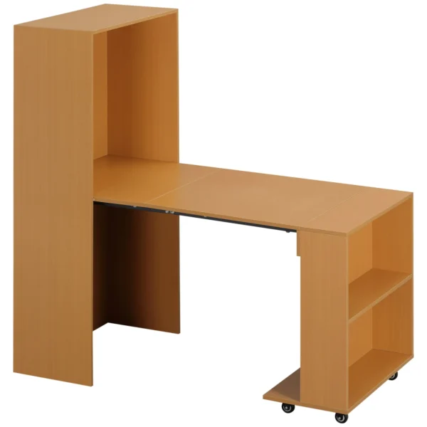 Folding Dining Table max 3 People, in Chipboard and Steel, 75x144x144.5 cm, Wood color