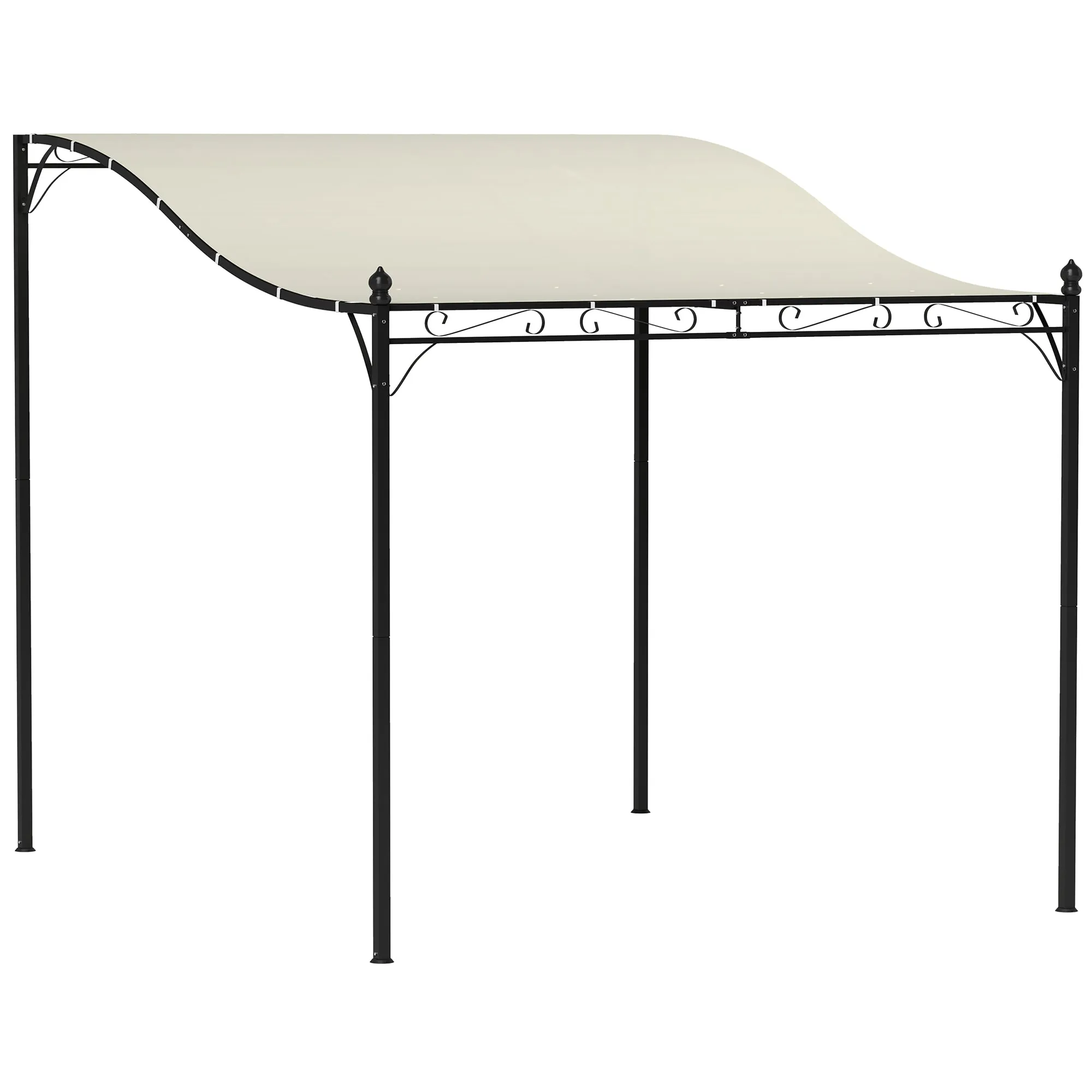 Curved Pergola with 16 Drainage Holes, Metal and Polyester, 248x298x200/250 cm, Cream White