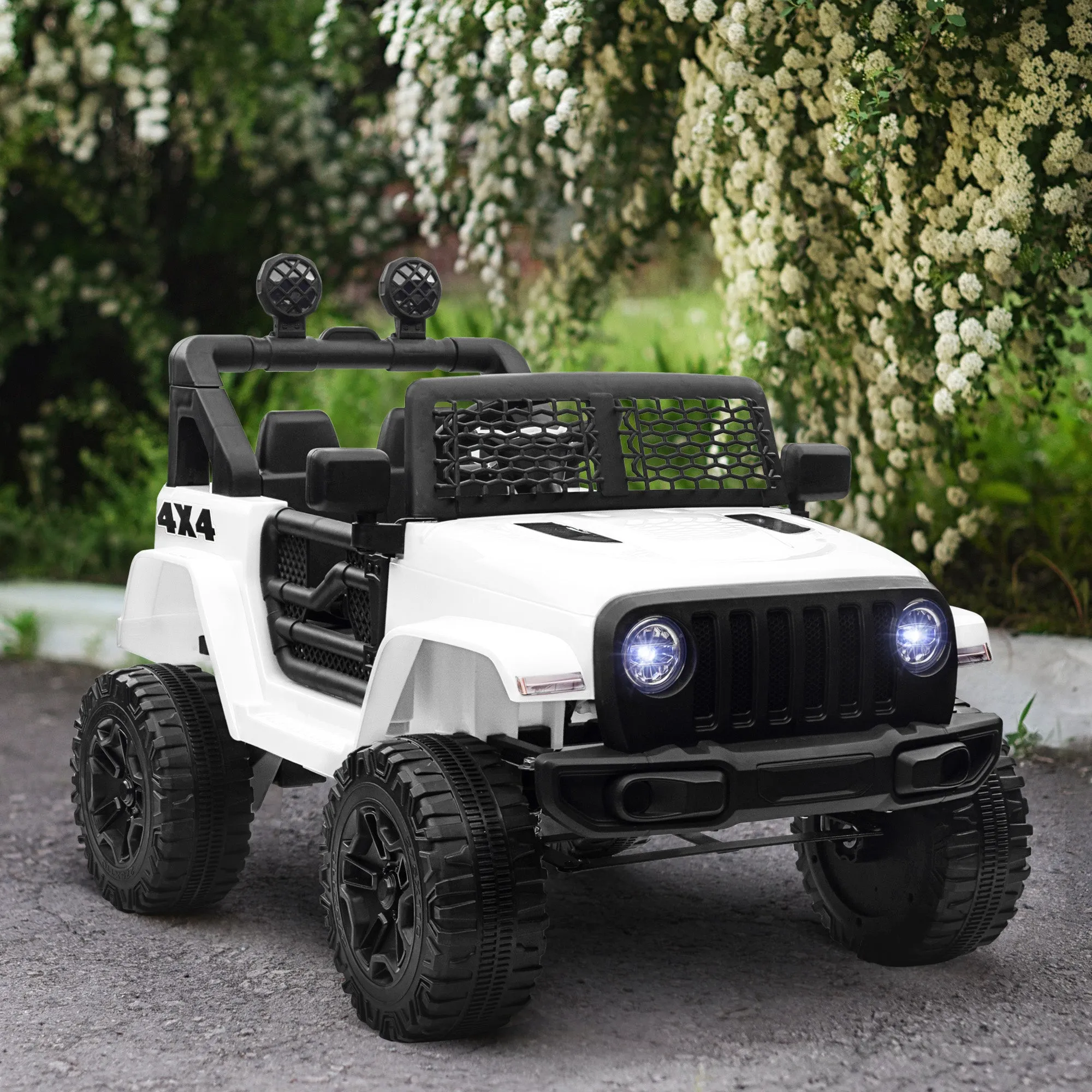 Electric Kids Car Jeep Off-Road with Remote Control and 2 Speeds, 100x65x72 cm, White - Image 2