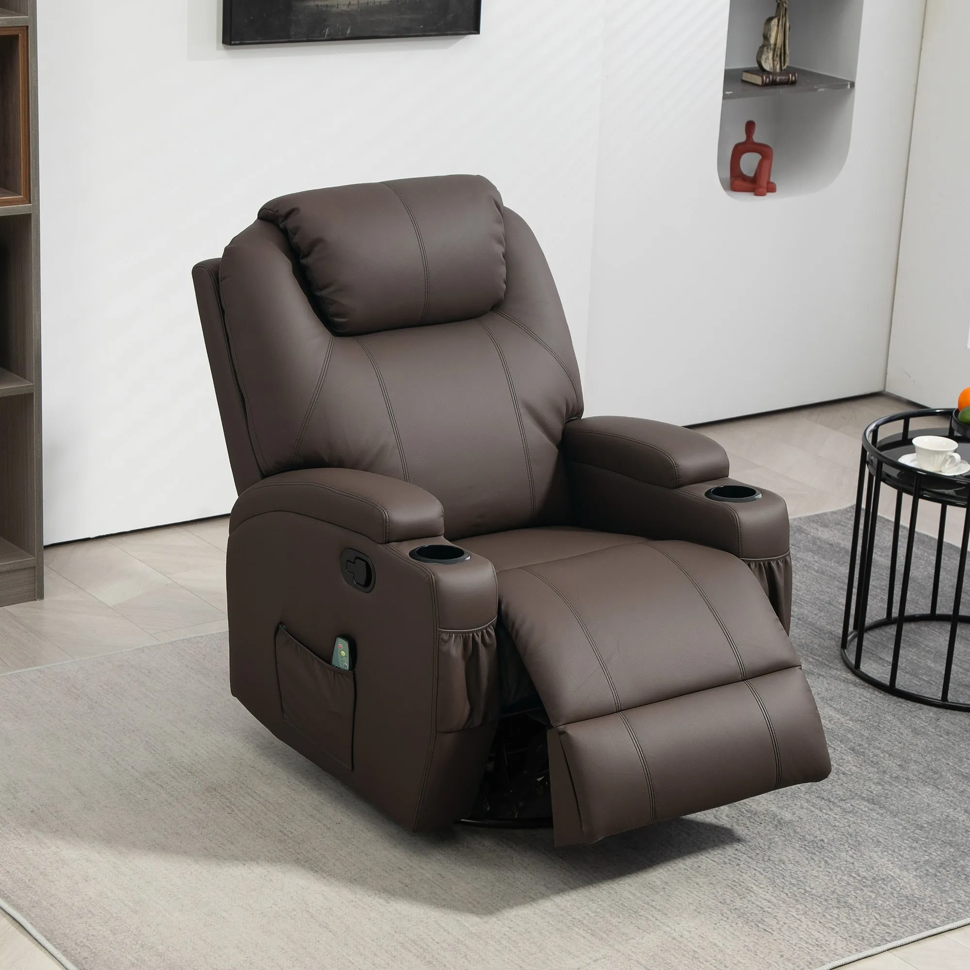 Reclining Massage Chair with 8 Massage Points and 5 Modes, 84x92x109cm, Dark Brown - Image 2