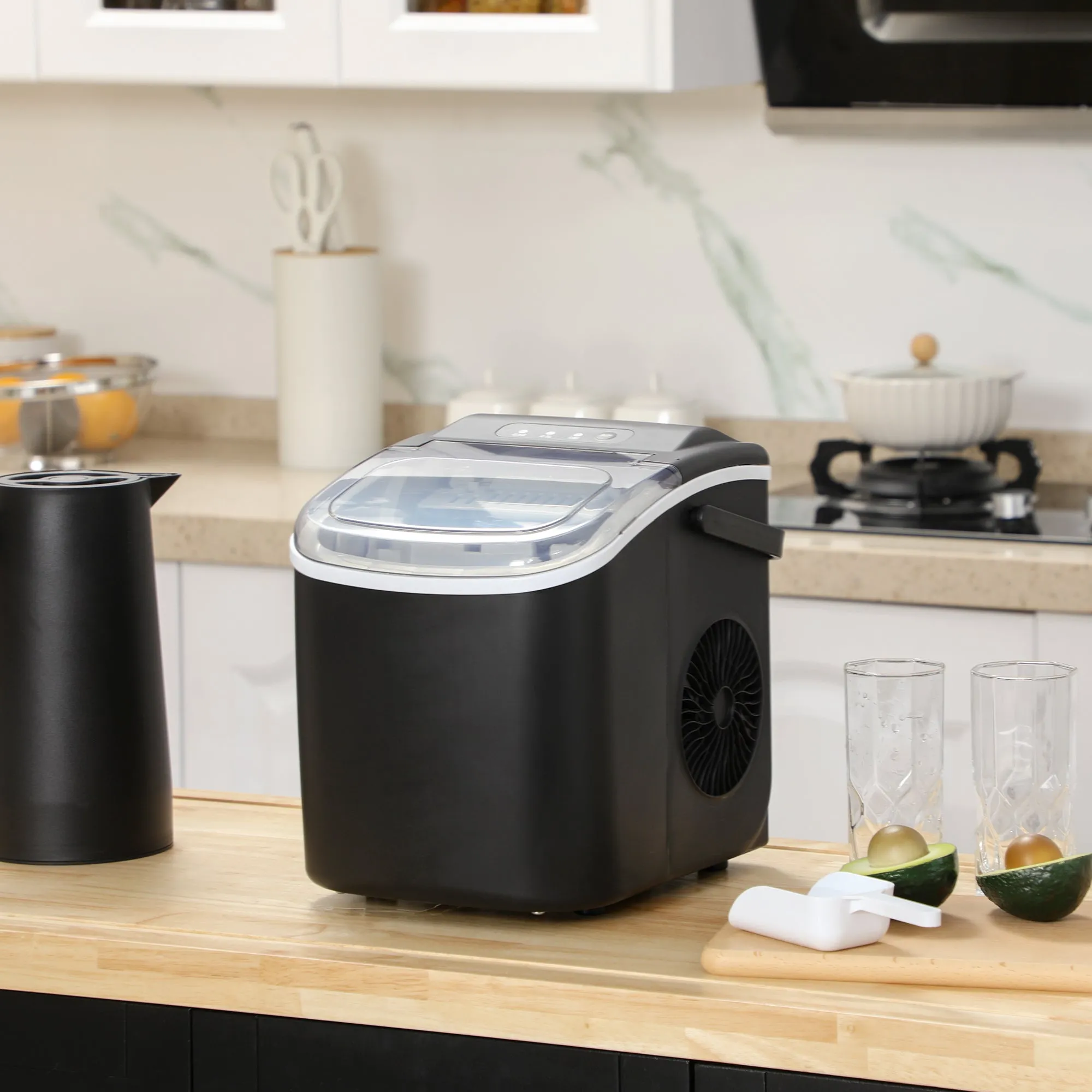 Ice Maker 9 Cubes in 6-12 Minutes with Basket and Scoop Included, 23.8x30.5x29 cm, Black - Image 2