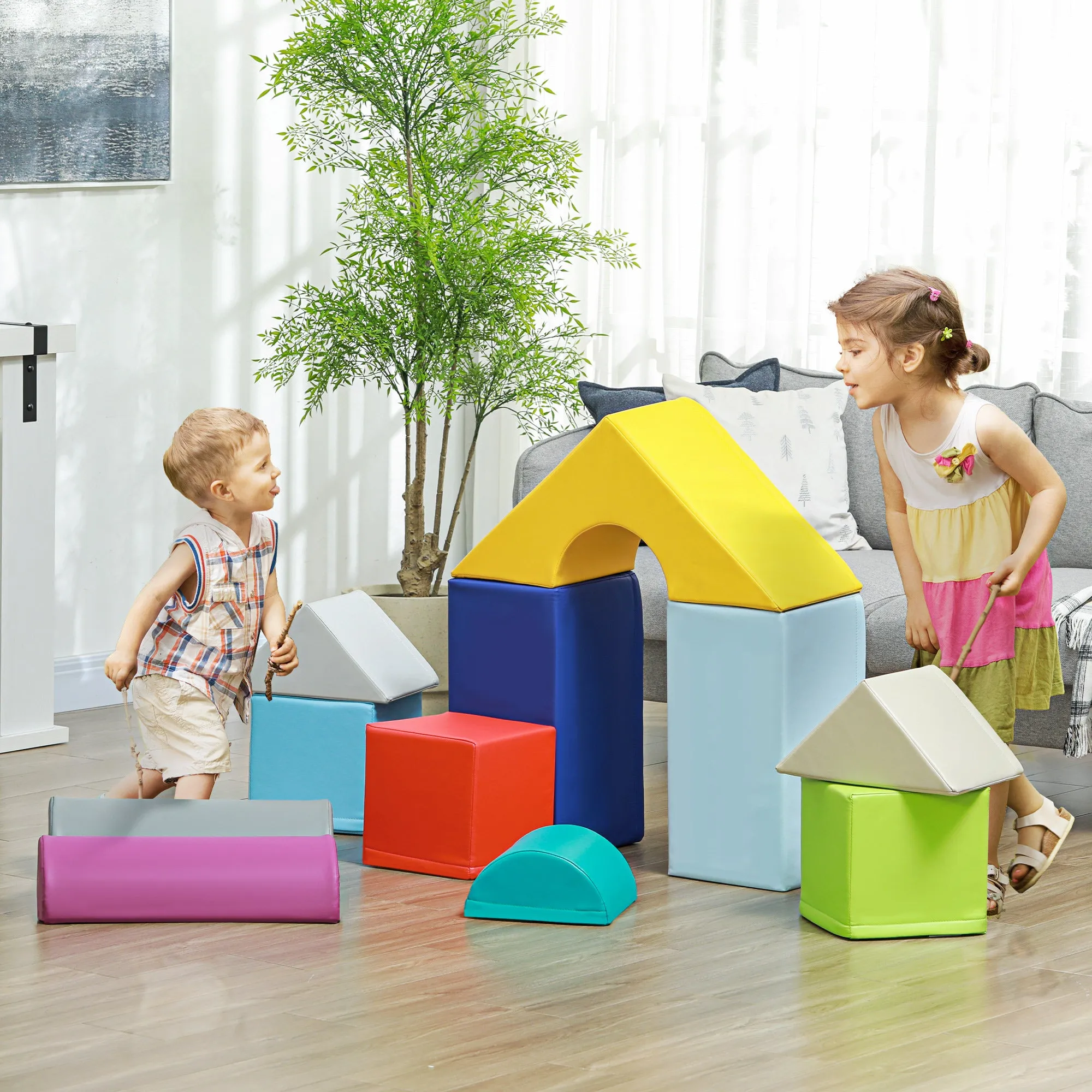 Soft Construction Set for Children 1-3 Years with 11 Shapes in Multicolored PU and EPE - Image 2