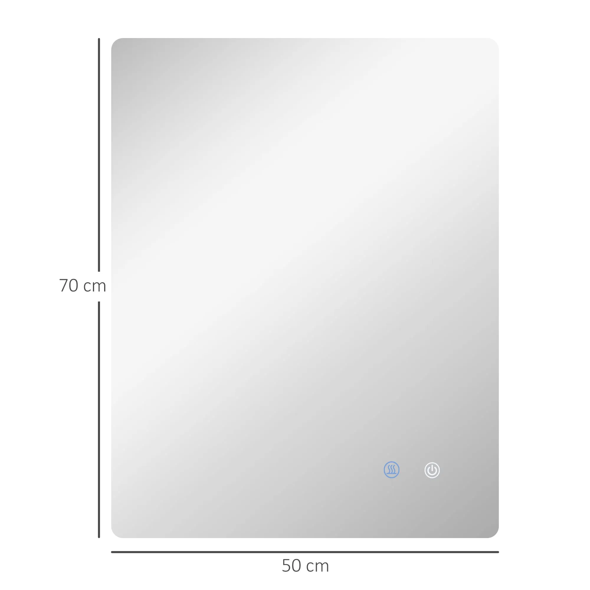 Bathroom Mirror with Adjustable LED Lights, Touch Switches and Anti-Fog Function, 70x50 cm - Image 3