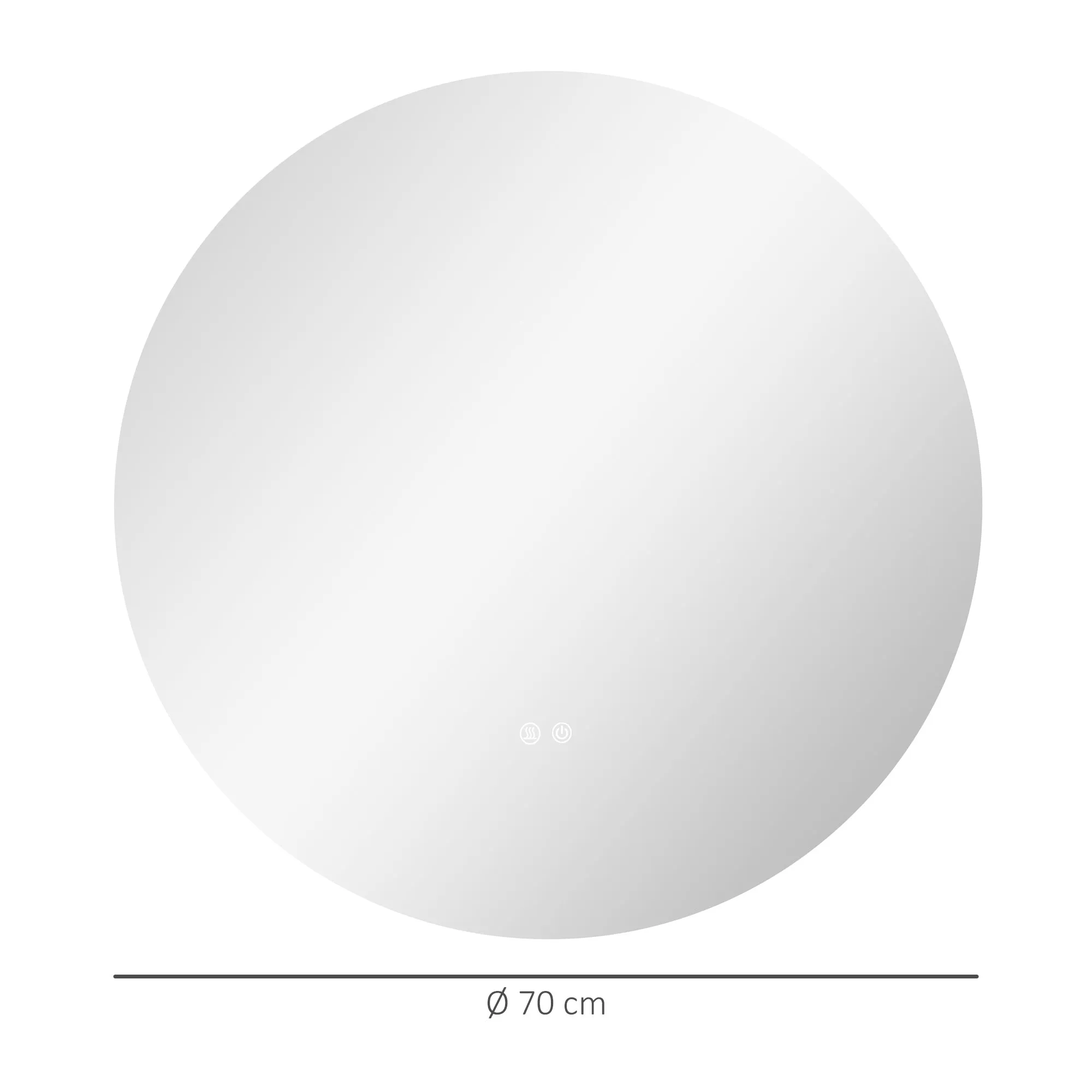 Bathroom Mirror with Dimmable LED Lights, Touch Switches and Anti-Fog Design, Ø70 cm - Image 3