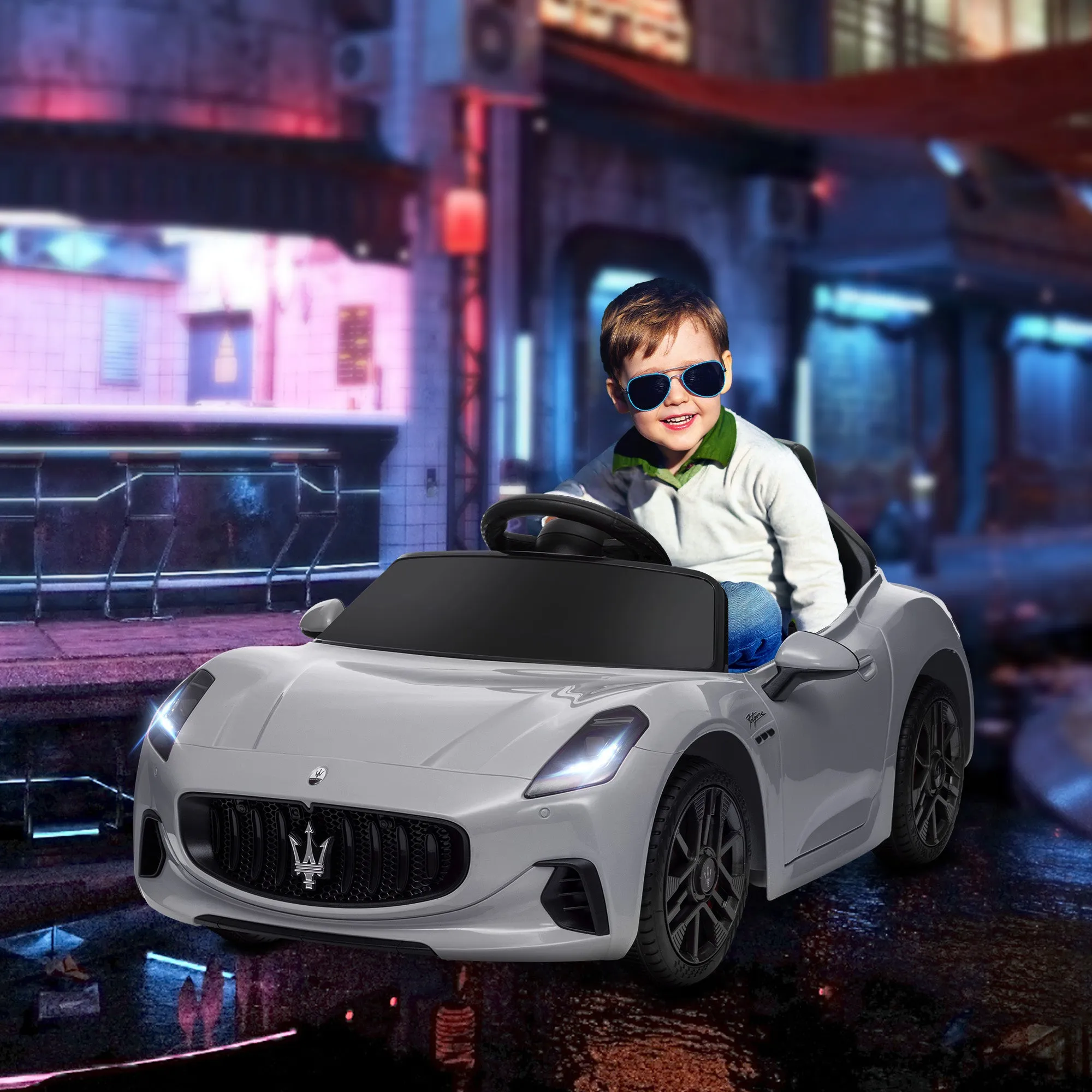 12V Maserati Gran Turismo Folgore Children's Car with Remote Control, Age 3-5 Years, Grey - Image 2