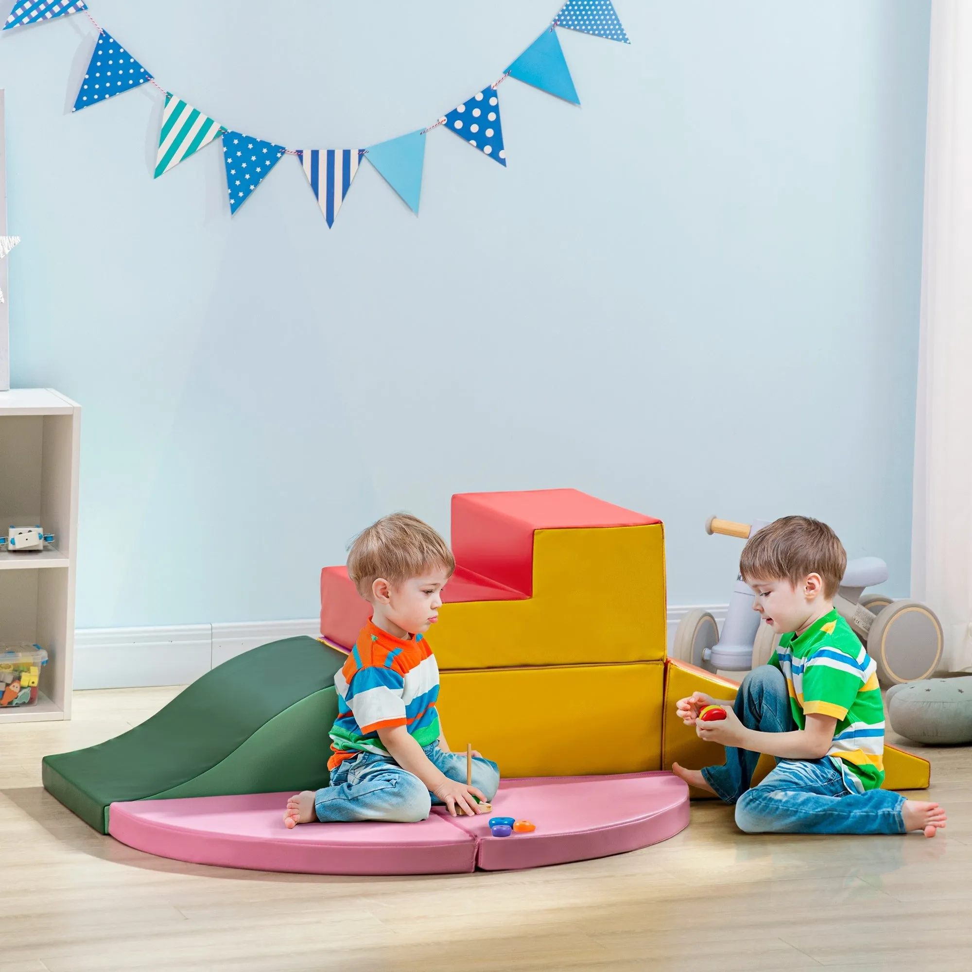 Soft Construction Set for Children 1-3 Years of 6 Pieces in Multicolored PU and EPE - Image 2