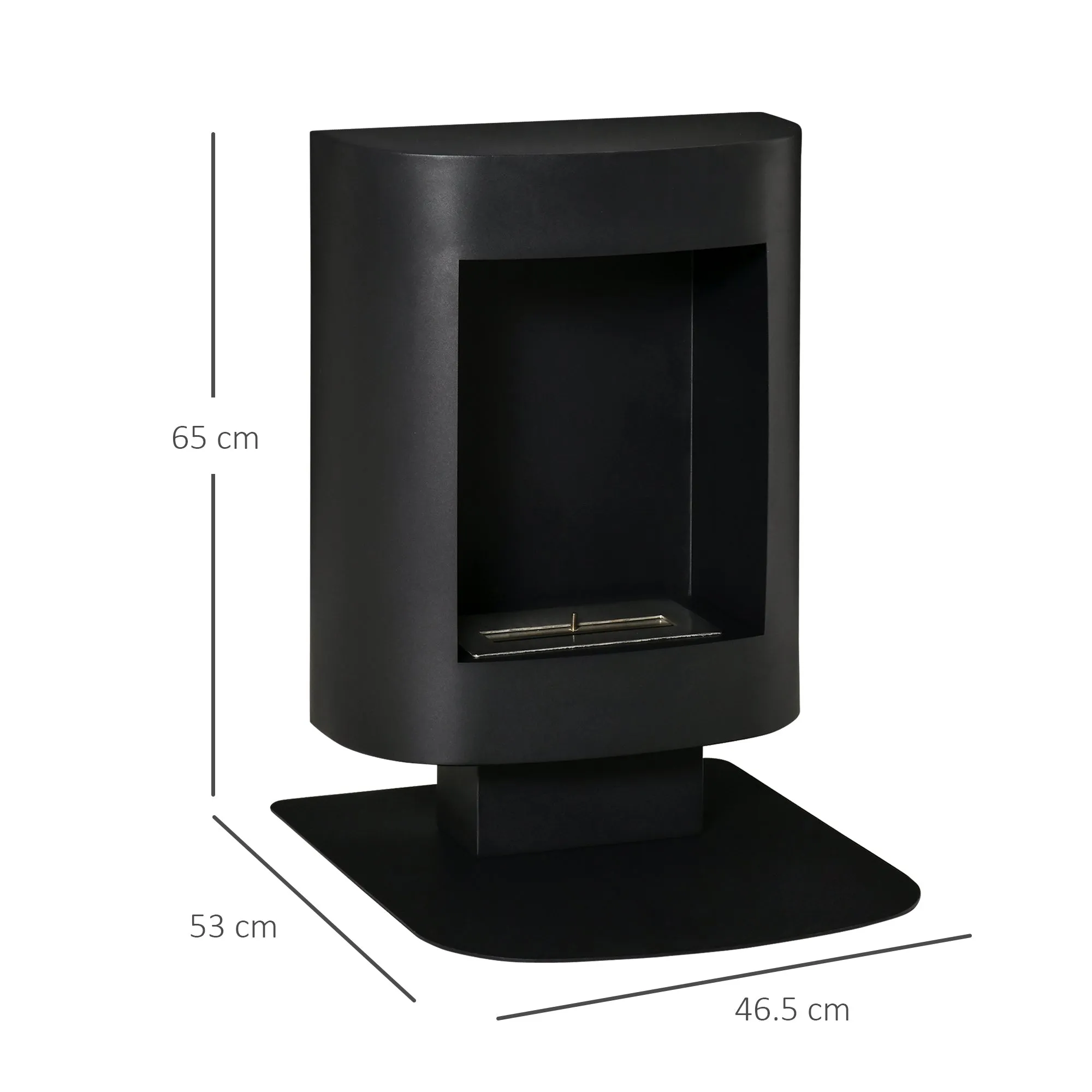 Bioethanol Fireplace with 1.5L Tank, Coverage up to 20㎡, 46.5x53x65cm, Black - Image 3