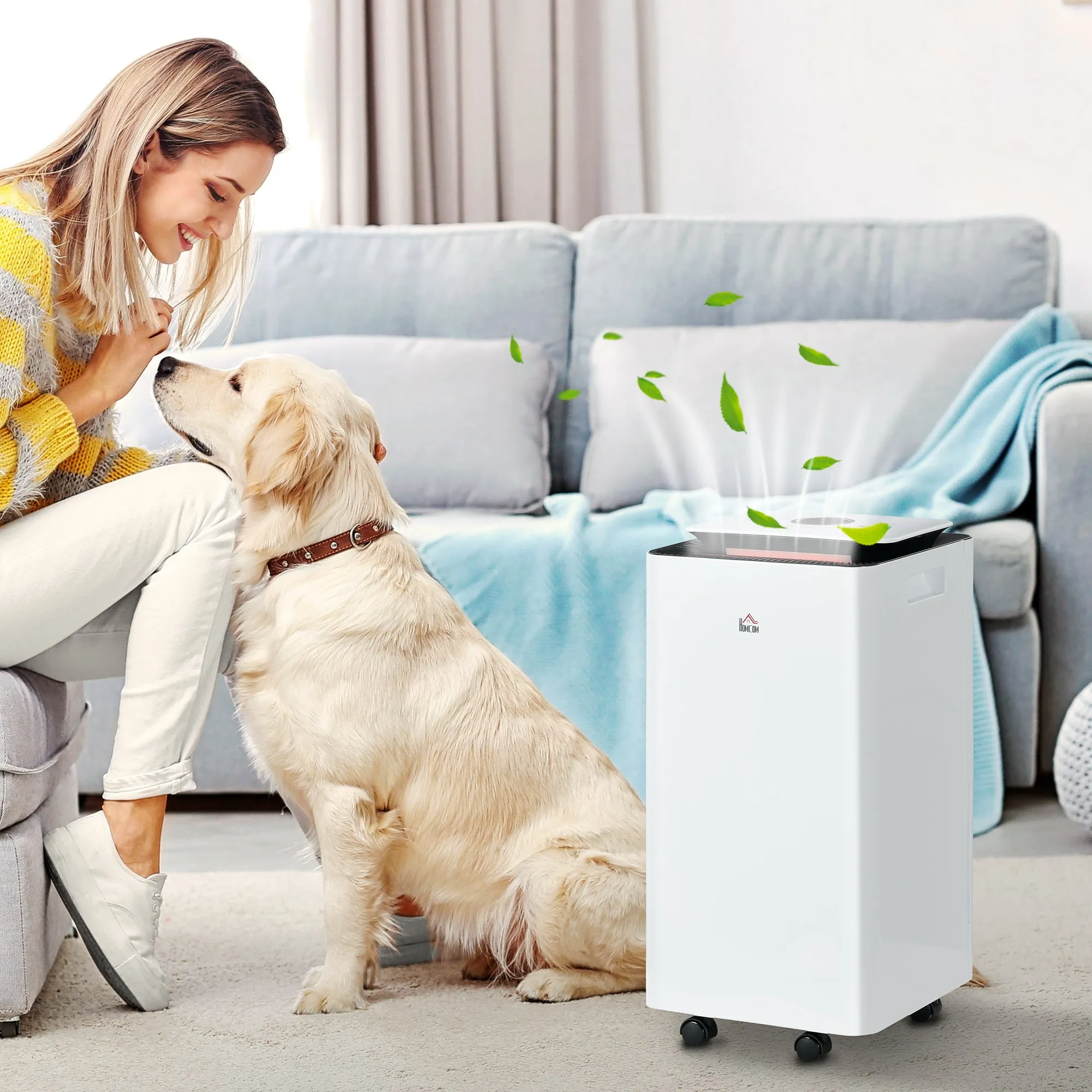 12L ABS Dehumidifier with 5 Modes, 2 Speeds and 24h Timer, 25x25x50.5 cm, White and Black - Image 2