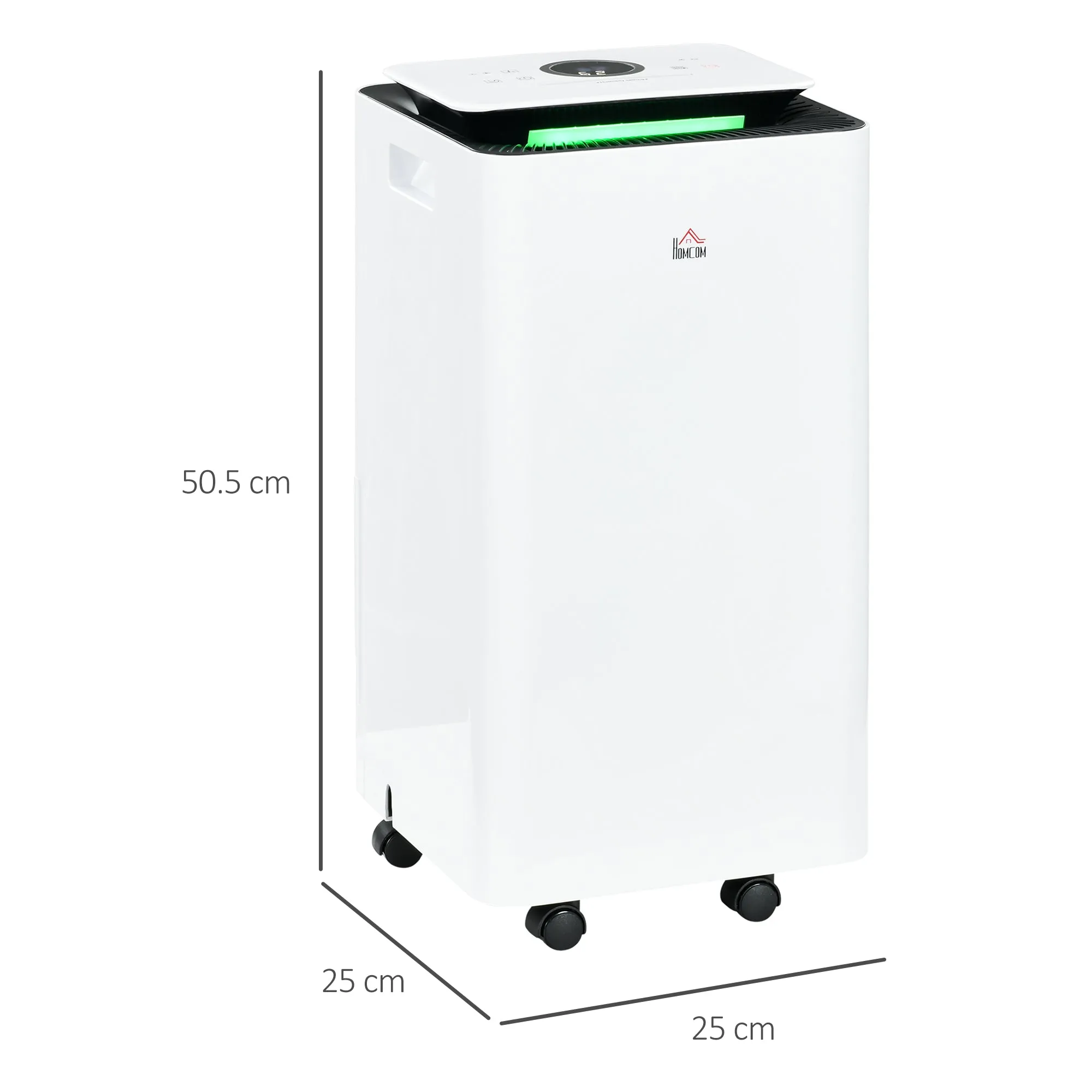 12L ABS Dehumidifier with 5 Modes, 2 Speeds and 24h Timer, 25x25x50.5 cm, White and Black - Image 3