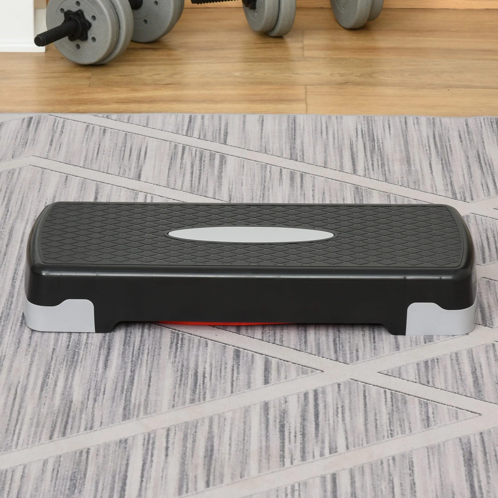 Aerobic Step Fitness with Adjustable Height 10-15 cm, 68x29cm Black and Red - Image 2