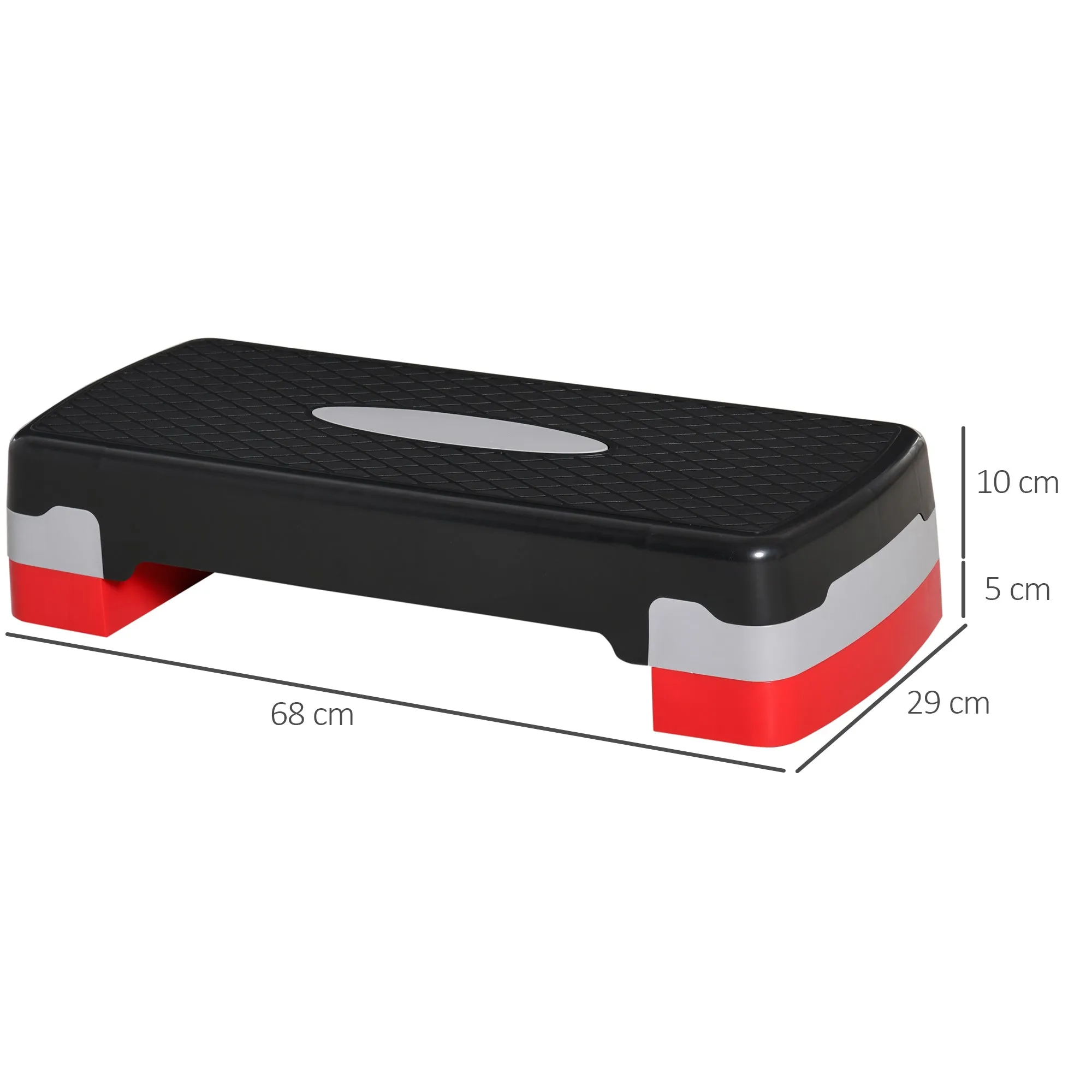 Aerobic Step Fitness with Adjustable Height 10-15 cm, 68x29cm Black and Red - Image 3