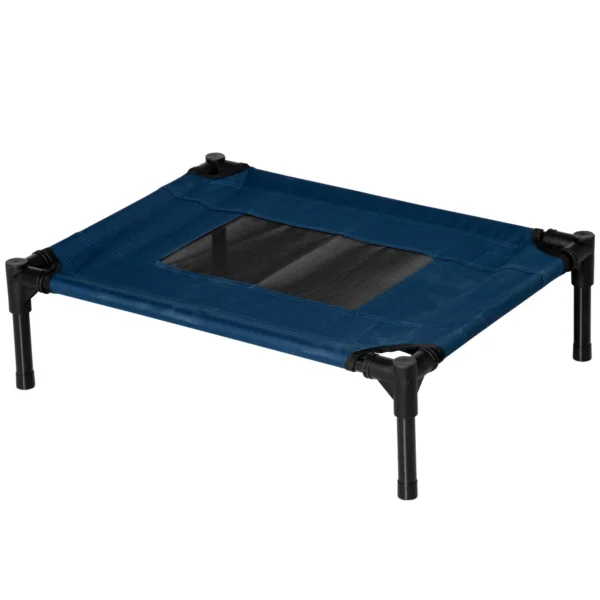 Raised Dog Bed with Breathable Seat, Steel and Fabric, 61x46x18 cm, Brown and Black