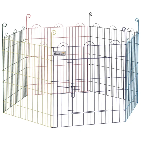 6-Panel Metal Dog Gate with Snap Lock, Ø120x60 cm, Multicolor