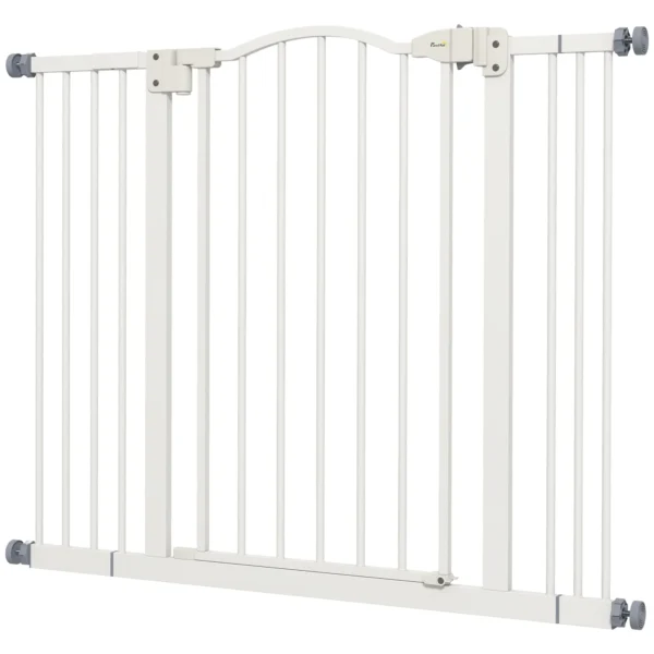 Extendable Dog Gate with 4 Adjustable Screws, Metal and Plastic, 74-100x78 cm, White