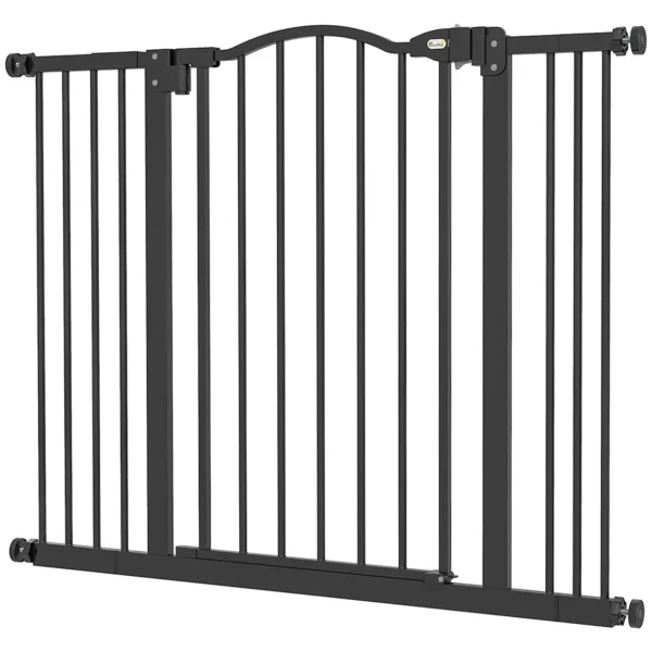 Extendable Dog Gate with 4 Adjustable Screws, Metal and Plastic, 74-100x78 cm, Black