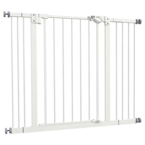 Dog Gate Adjustable up to 100 cm Without Screws with 2 Extensions and Height 72 cm, White