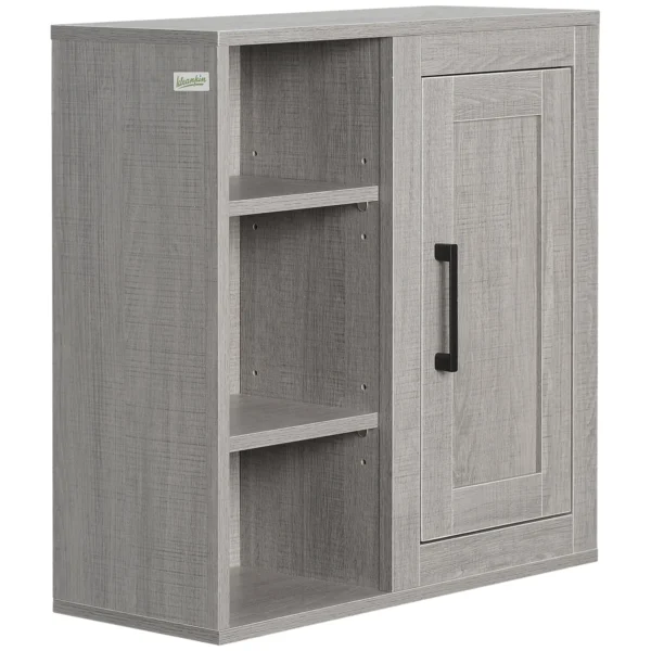 Bathroom Cabinet with 3 Open Shelves and Chipboard Cabinet, 48x20x50cm, Grey