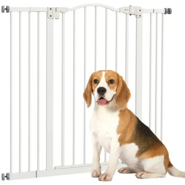 Extendable Dog Gate with 4 Adjustable Screws, Metal and Plastic, 74-100x94 cm, White