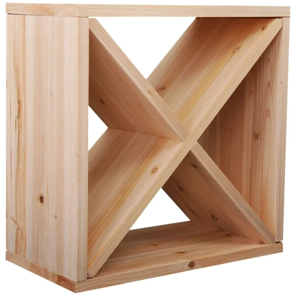Wine and Spirits Cabinet 24 Bottles, 4 Sections Natural Wood, 50 x 26 x 50cm