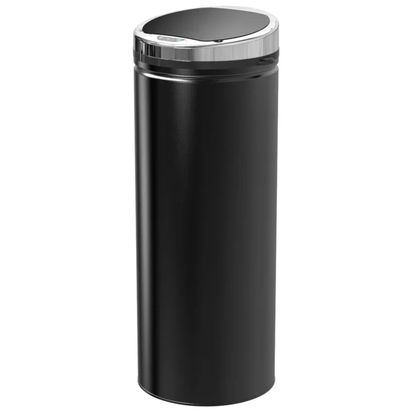 Automatic Trash Can with Infrared Sensor and 50L Capacity, Stainless Steel and Plastic, Black, 30.5x30.5x81.5cm