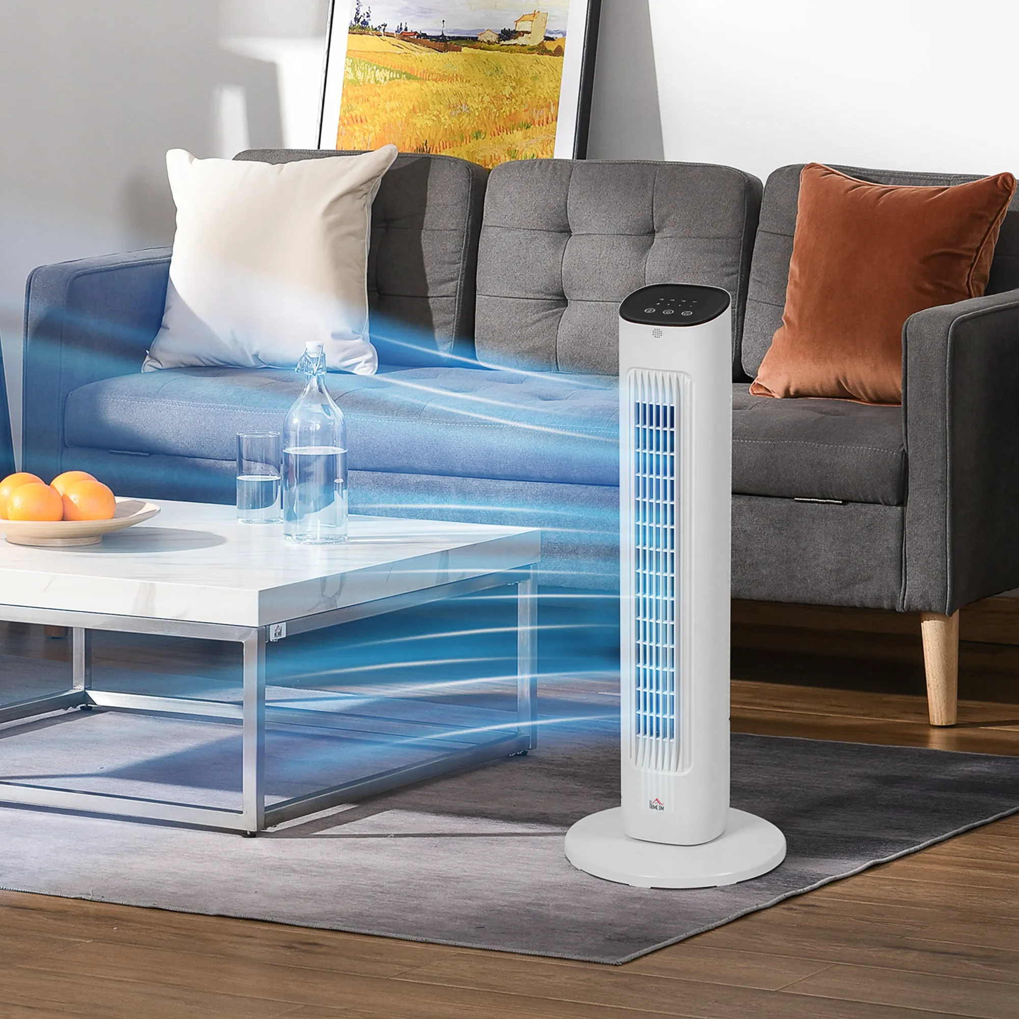 Column Fan with Remote Control and 3 Speeds, 15 Hour Timer, Oscillation and Night Mode, White - Image 2