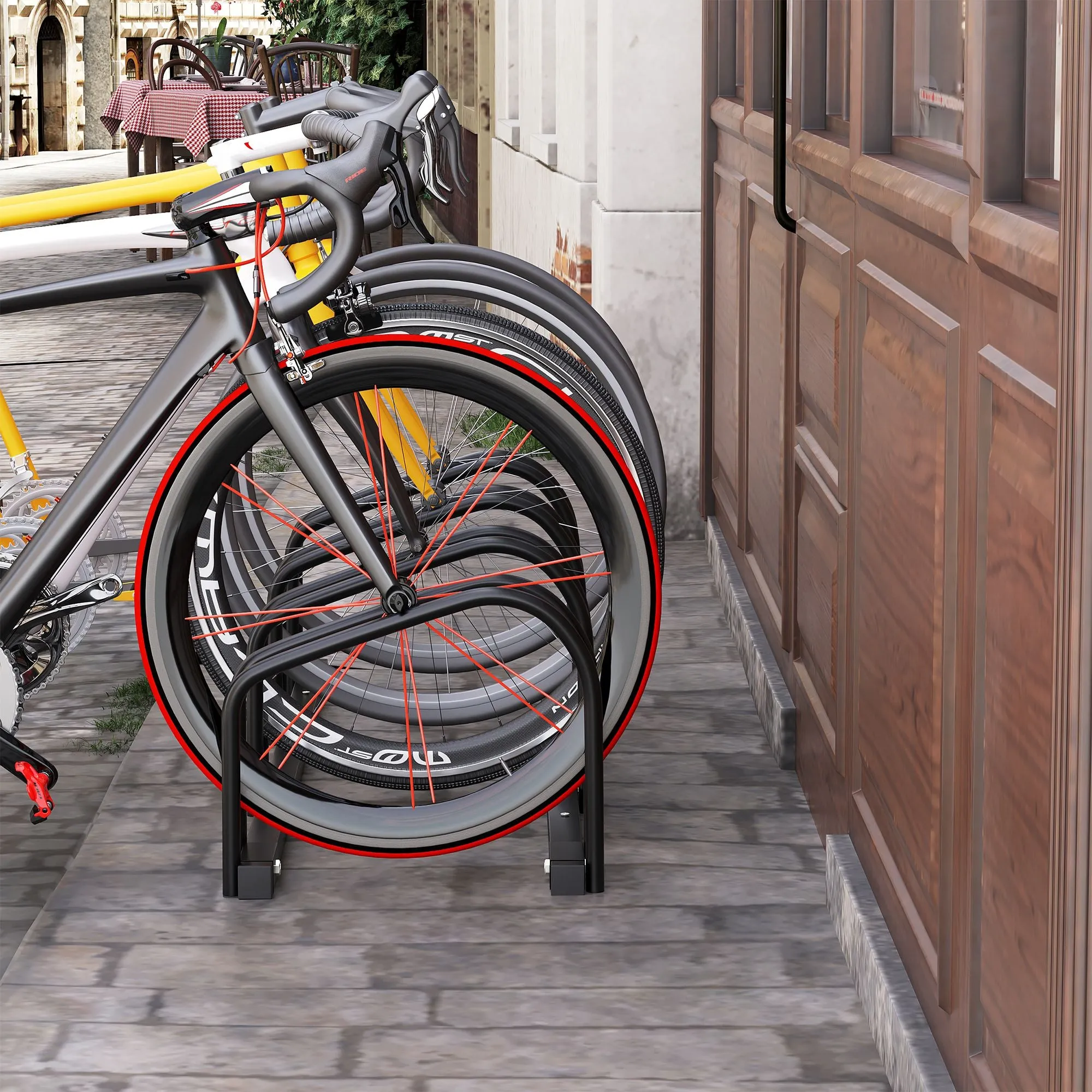 Steel Bike Rack Parking Stand for 4 Bikes, 110x33x27 cm, Black - Image 2