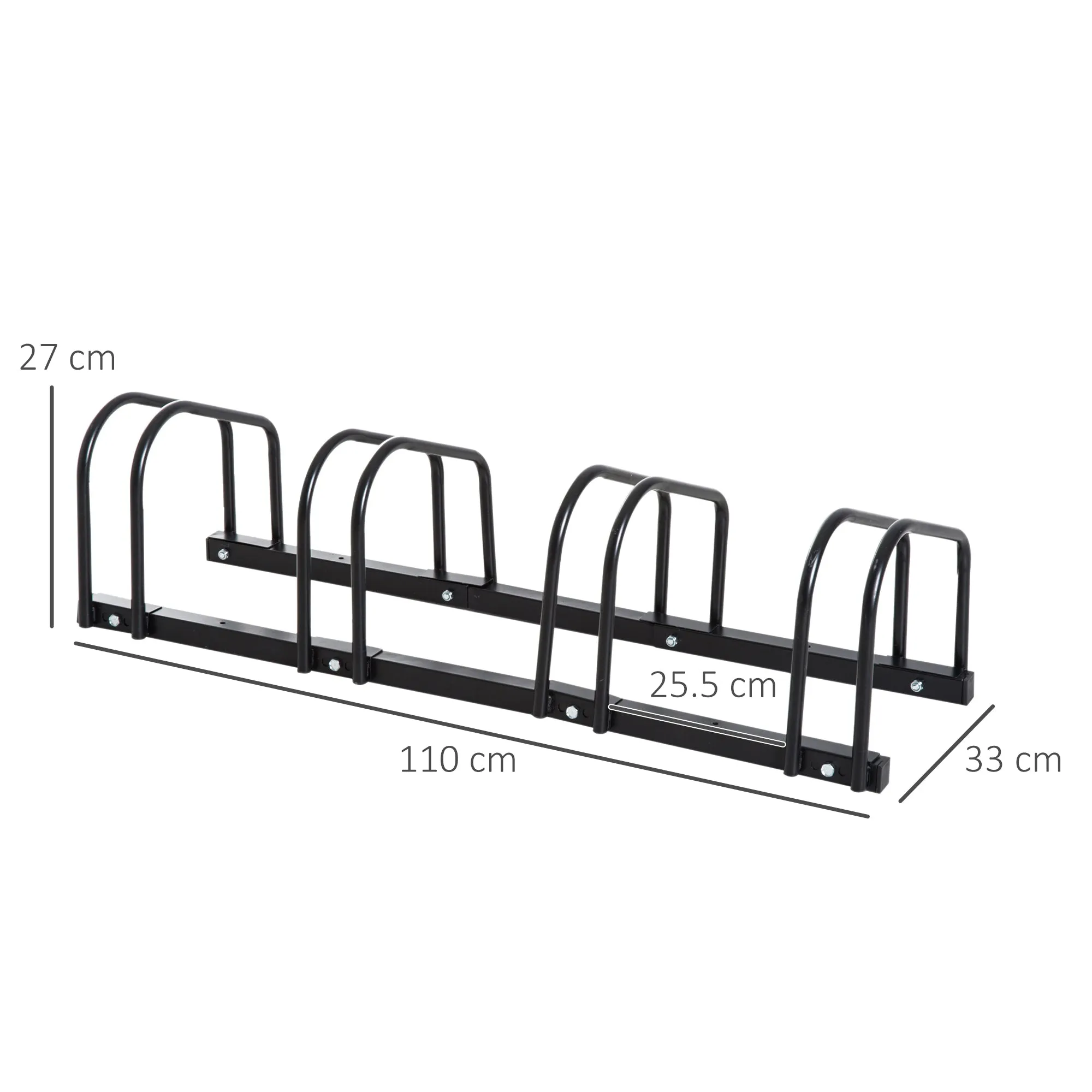 Steel Bike Rack Parking Stand for 4 Bikes, 110x33x27 cm, Black - Image 3