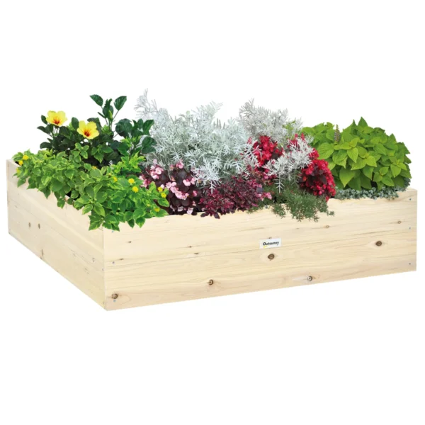 Wooden Raised Vegetable Bed, Garden Planter for Plants and Vegetables, 117x117x30cm