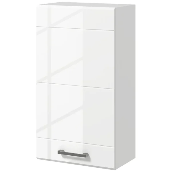 Wall Mounted MDF Bathroom Cabinet with 3 Shelves and Adjustable Top Shelf, 37x22.5x70 cm, White