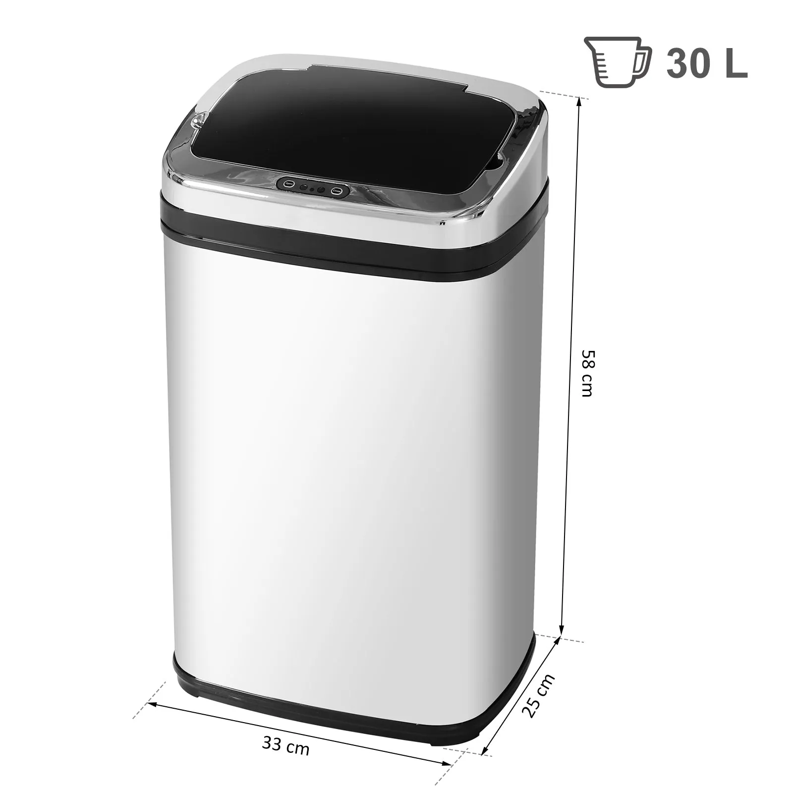 Elegant Stainless Steel Dustbin with Electronic Opening Sensor 30L - Image 3