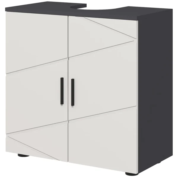 Bathroom Vanity Unit for Pedestal with 2 Door Cabinet, 60x30x60cm, Grey