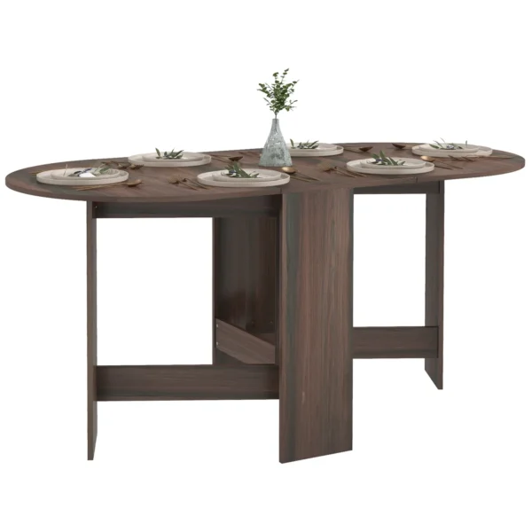 Folding Table with 2 Flaps Oval, Space-Saving Wooden Console Table, Brown