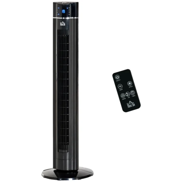 60W Column Fan with 3 Speeds, 3 Modes and 8h Timer, in ABS, Ø32x106.8 cm, Black