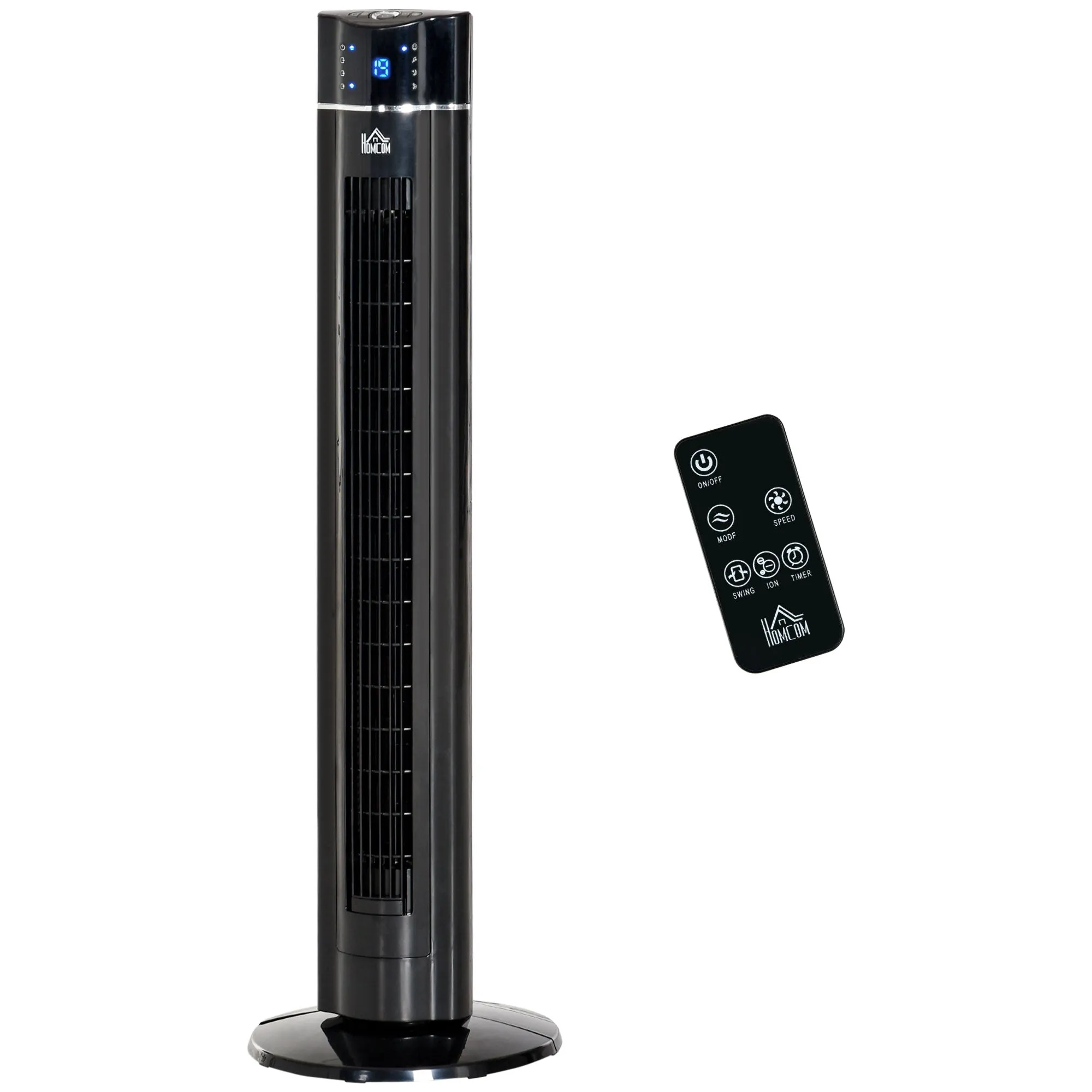 60W Column Fan with 3 Speeds, 3 Modes and 8h Timer, in ABS, Ø32x106.8 cm, Black