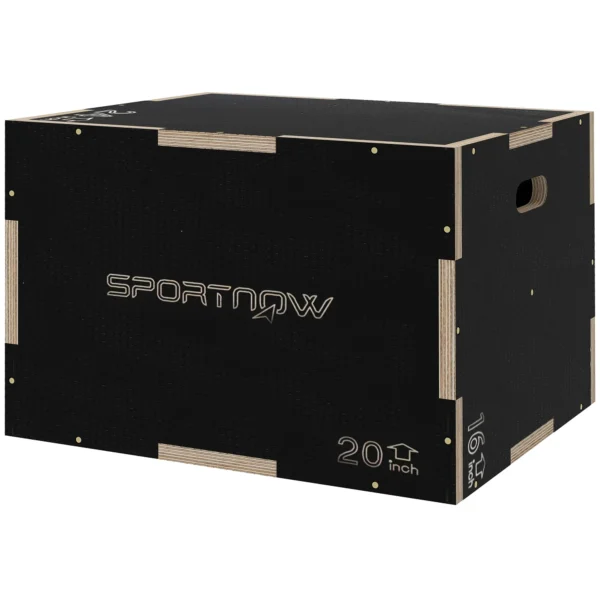 SPORTNOW Plyometric Jump Box at 3 Heights in Non-Slip Wood, 61-51-41cm, Black