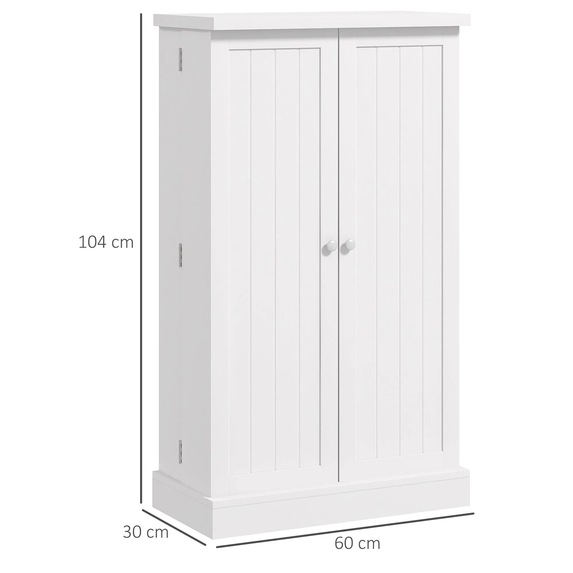 Kitchen Cabinet with 5 Central Shelves and 2 Side Shelves with 6 Levels, in MDF, 60x30x104 cm, White - Image 3